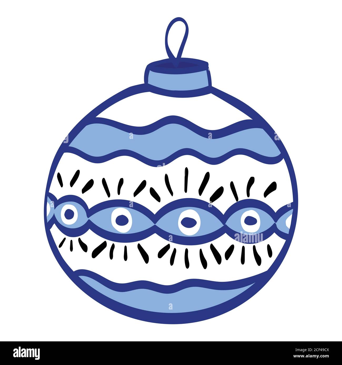 Hand drawn christmas ball isolated. Vector sketch black and white ...