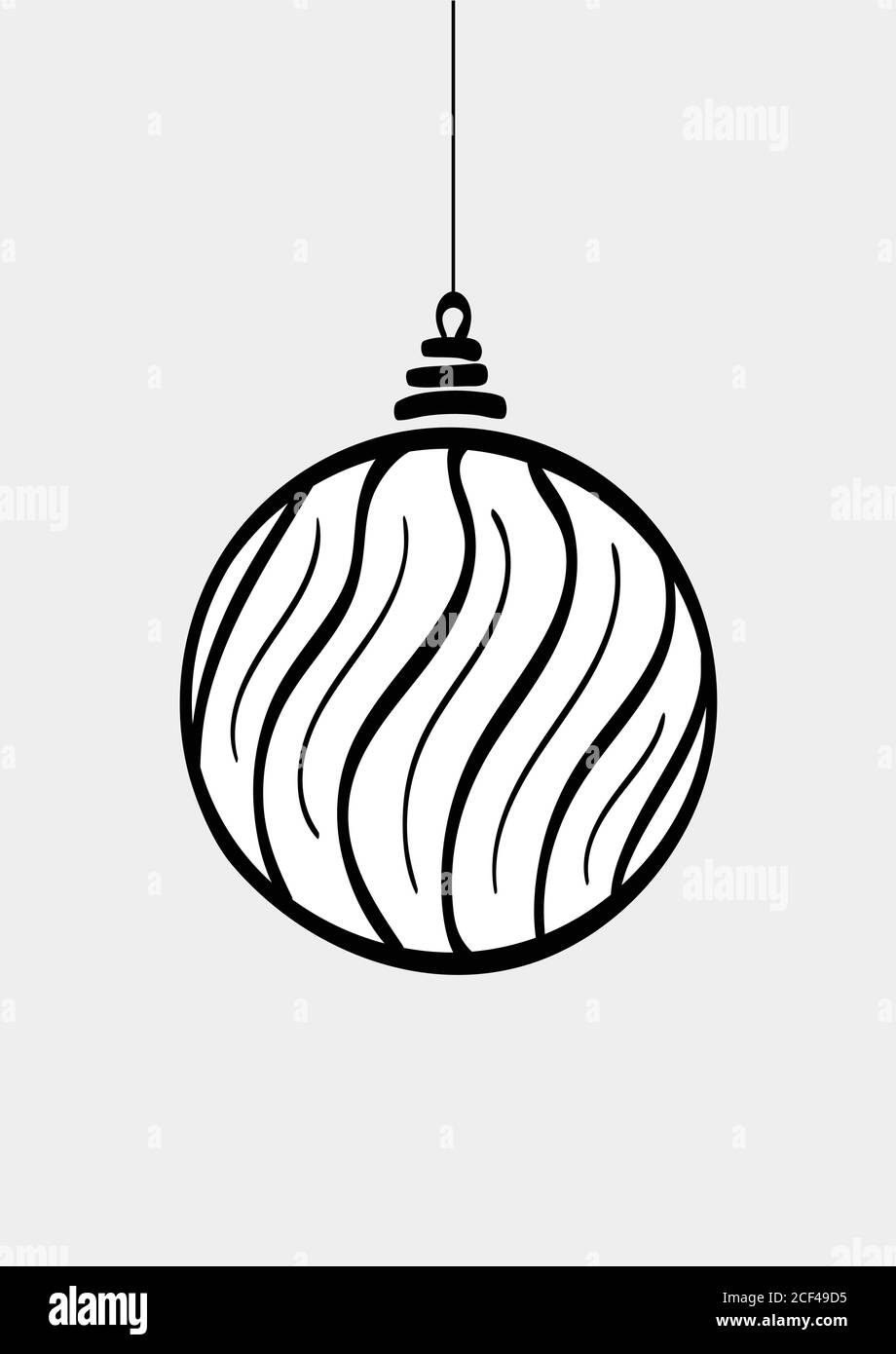 Hand drawn christmas ball isolated. Vector black and white icon Stock ...