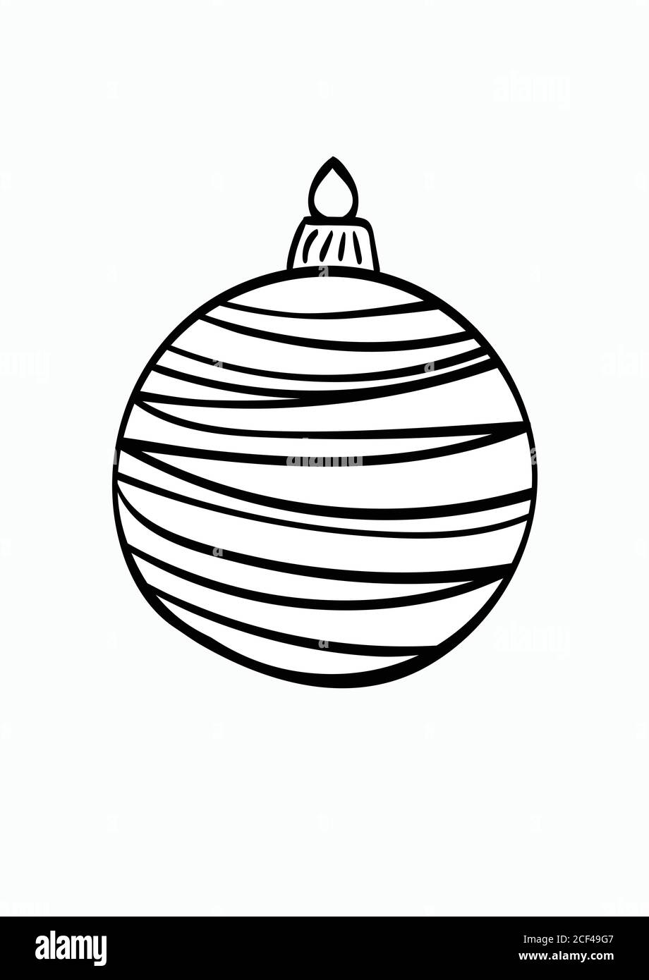 Hand drawn christmas ball isolated. Vector sketch black and white ...