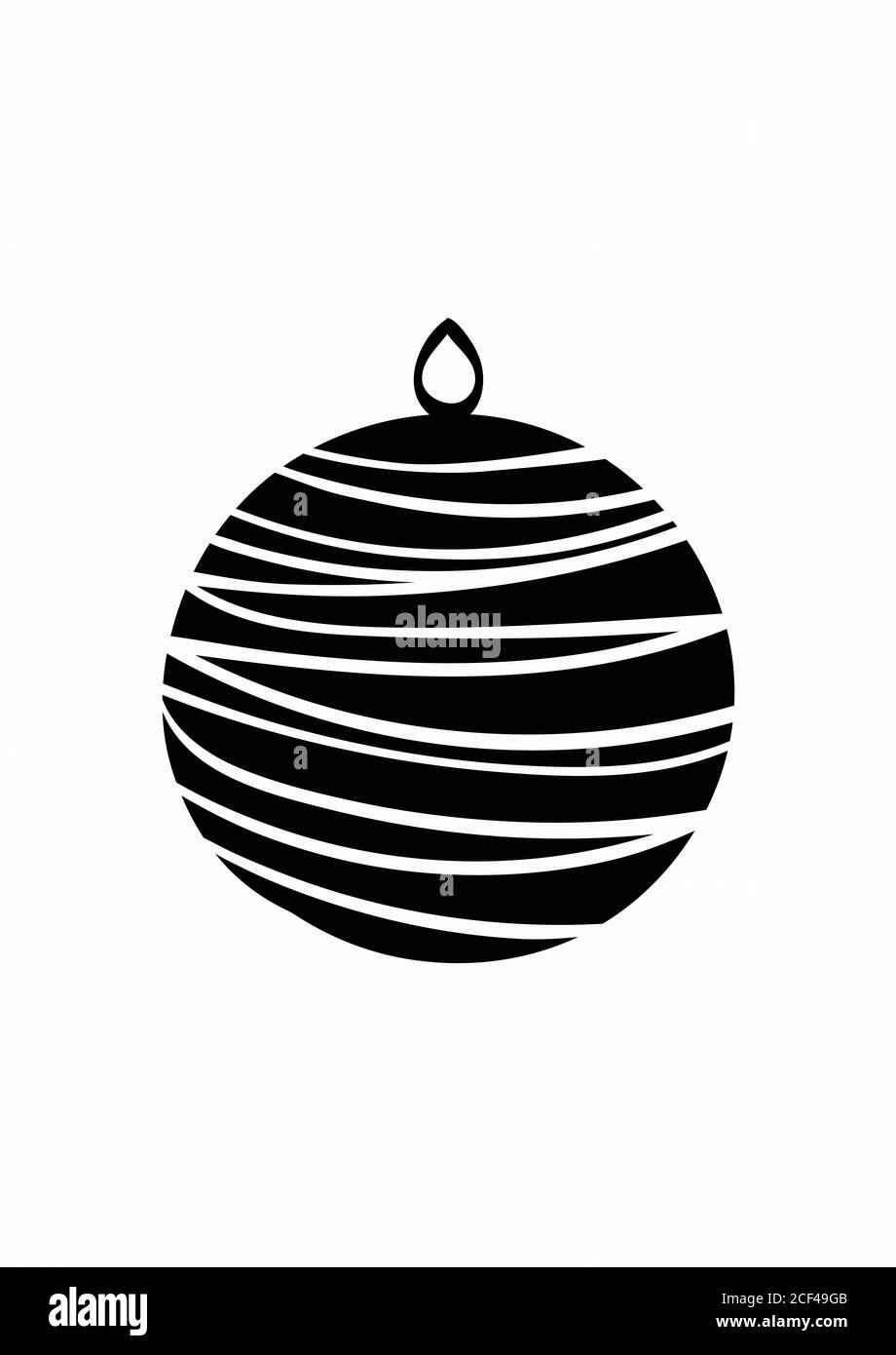 Hand drawn christmas ball isolated. Vector sketch black and white ...