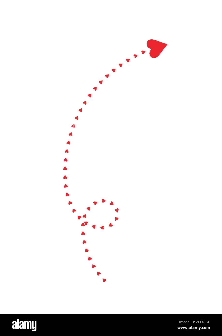 Red Arrow with heart icon isolated on white background. For Valentine's ...
