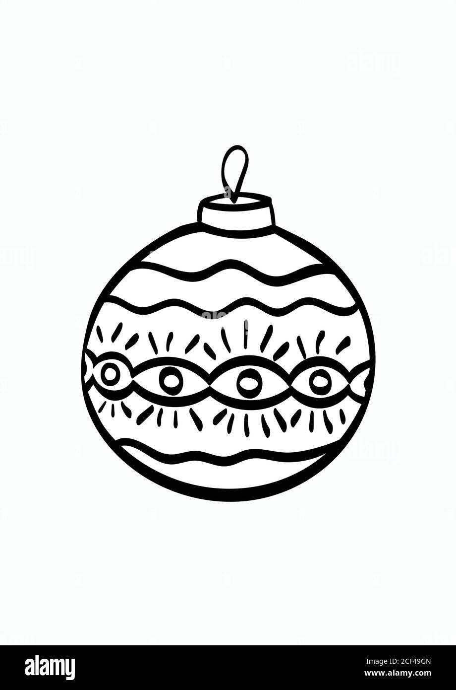 Hand drawn christmas ball isolated. Vector sketch black and white ...