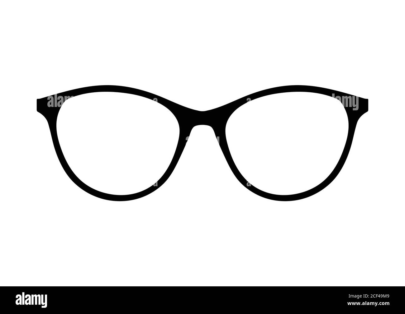 Glasses vector. Accessory art black collection cool flat design. Vector illustration of elegan spectacles in black frame white background. Stock Vector