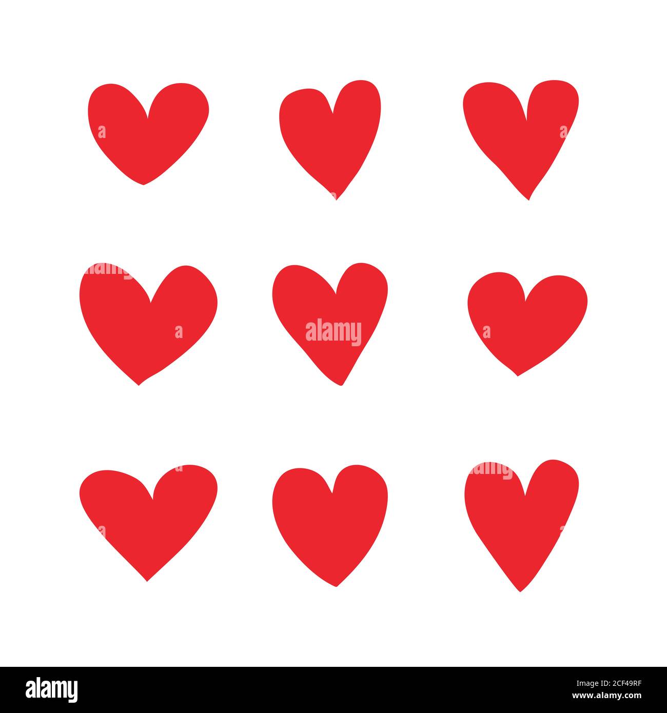 Red Heart hand drawn icons vector set isolated on white background. For ...