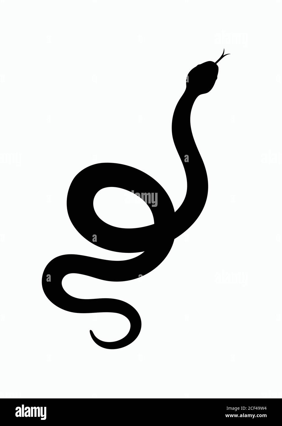 Black silhouette snake. Isolated symbol or icon snake on white background. Abstract sign snake. Vector illustration Stock Vector