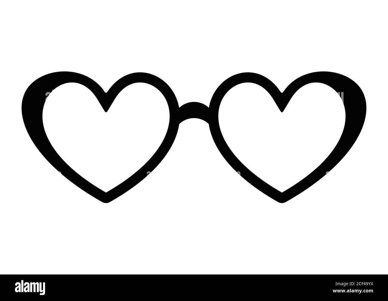 Glasses with a heart icon. Symbol of love concept. Vector illustration. Stock Vector