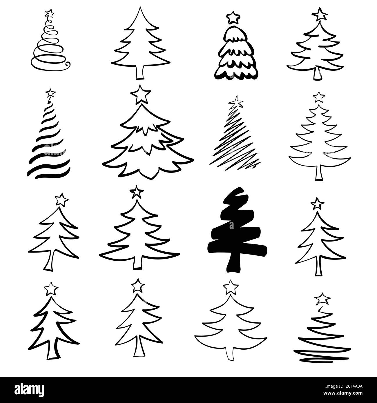 Hand sketch Set of Christmas tree. Vector illustration Stock Vector ...
