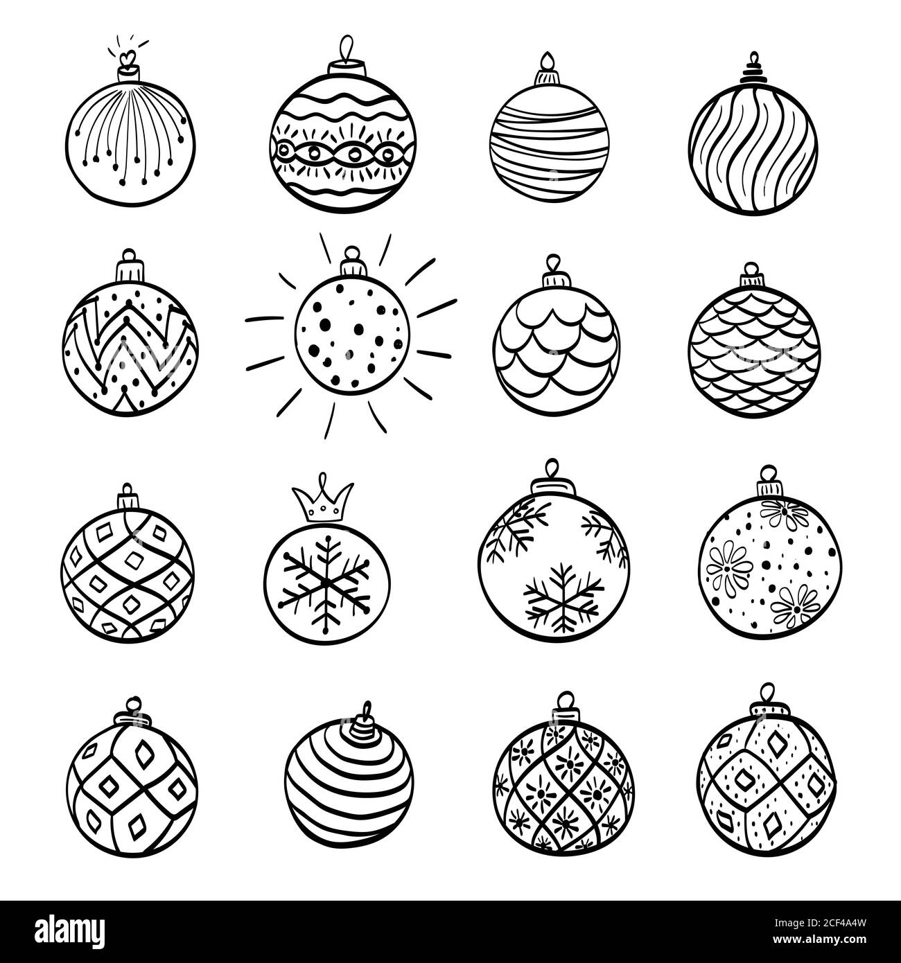 Hand drawn christmas ball isolated. Vector sketch black and white ...