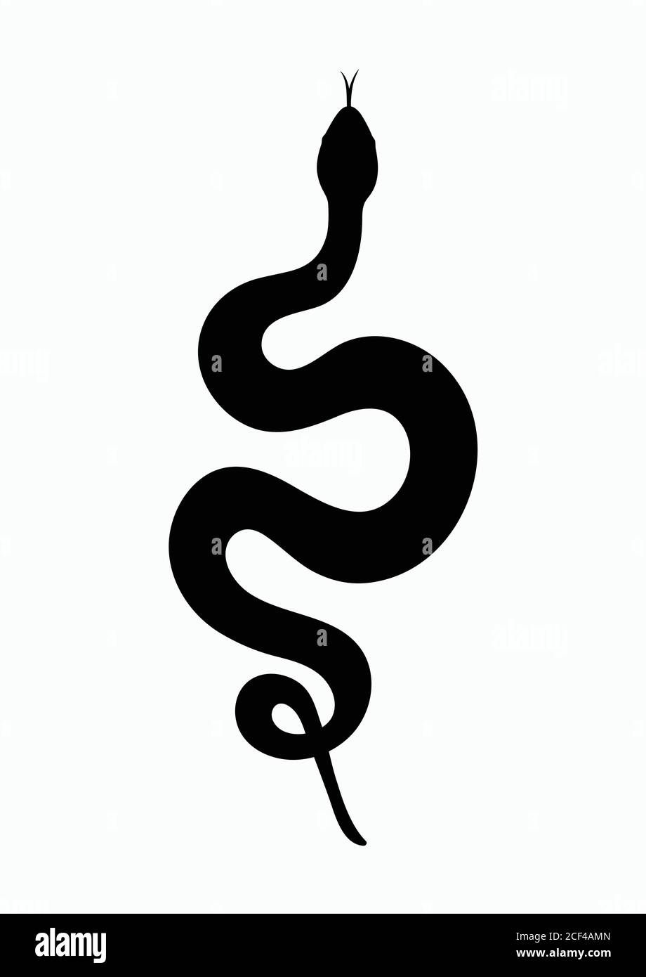 Black silhouette snake. Isolated symbol or icon snake on white background. Abstract sign snake. Vector illustration. Stock Vector