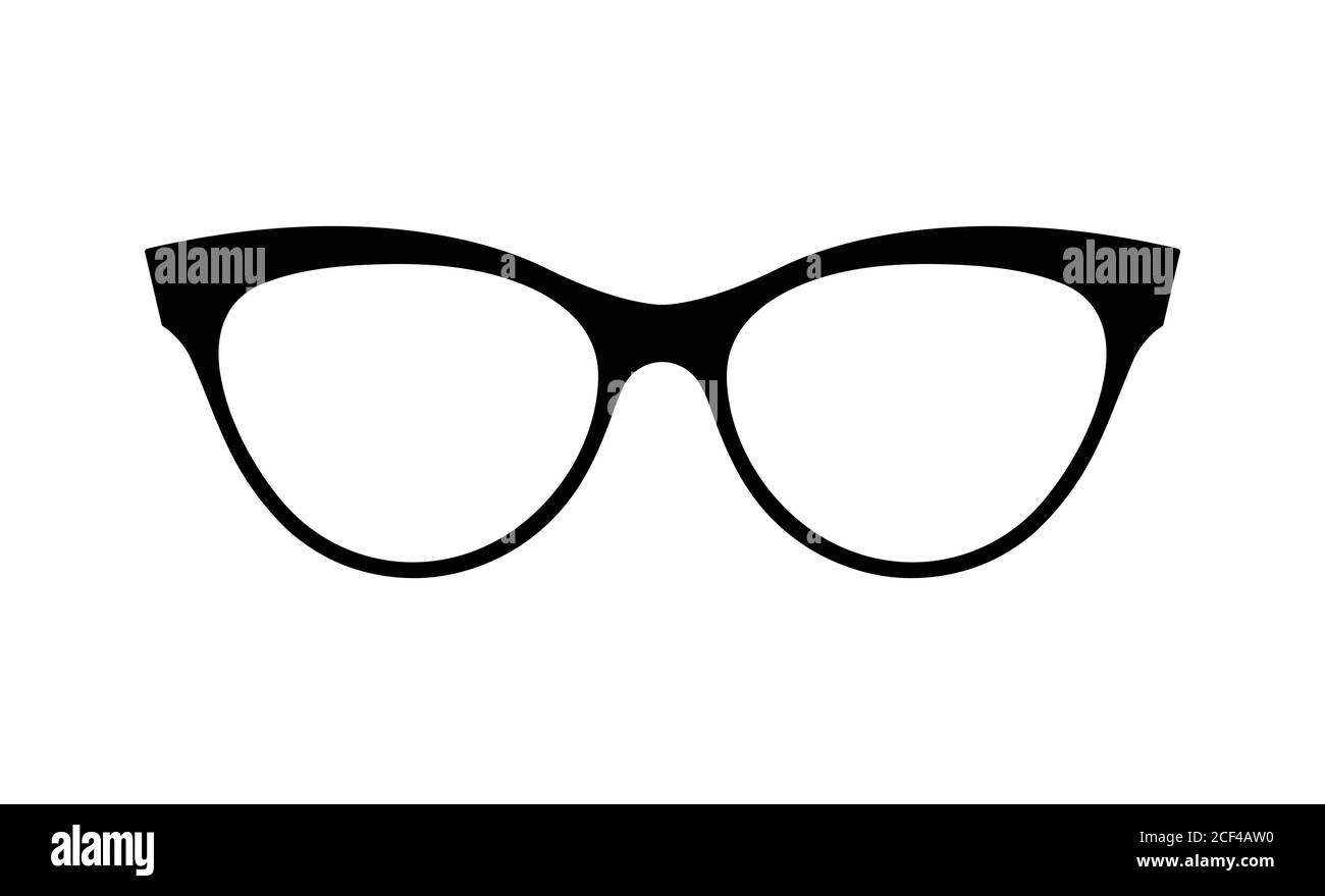 Glasses vector. Accessory art black collection cool flat design. Vector illustration of elegan spectacles in black frame white background. Stock Vector