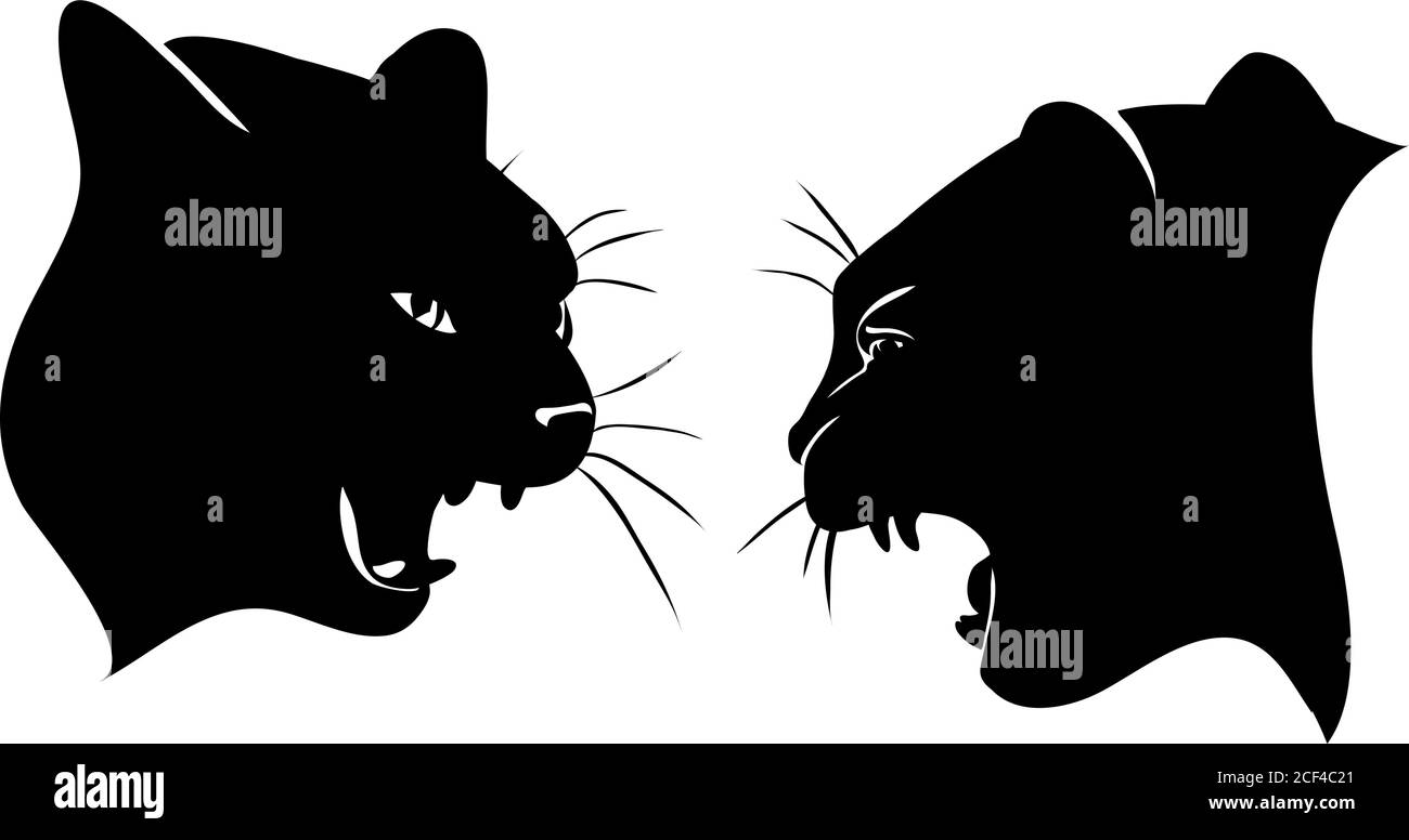 cat, head, grin, teeth, muzzle, vector, illustration, set, white, black, isolated, simple, icon, art, symbol, graphic, drawing Stock Vector