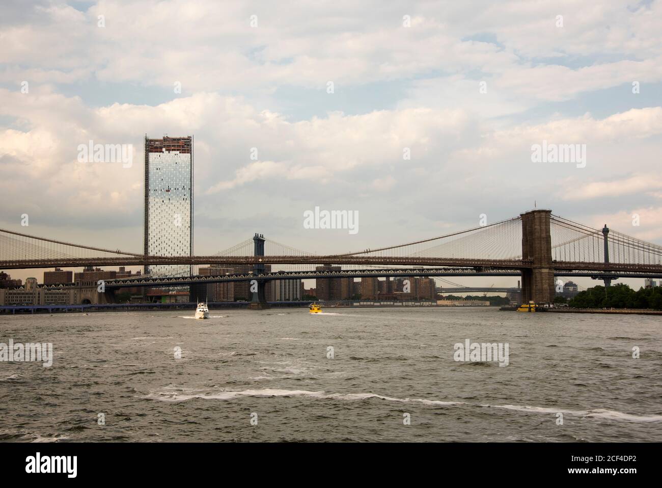 NYC bridges over East River. Stock Photo