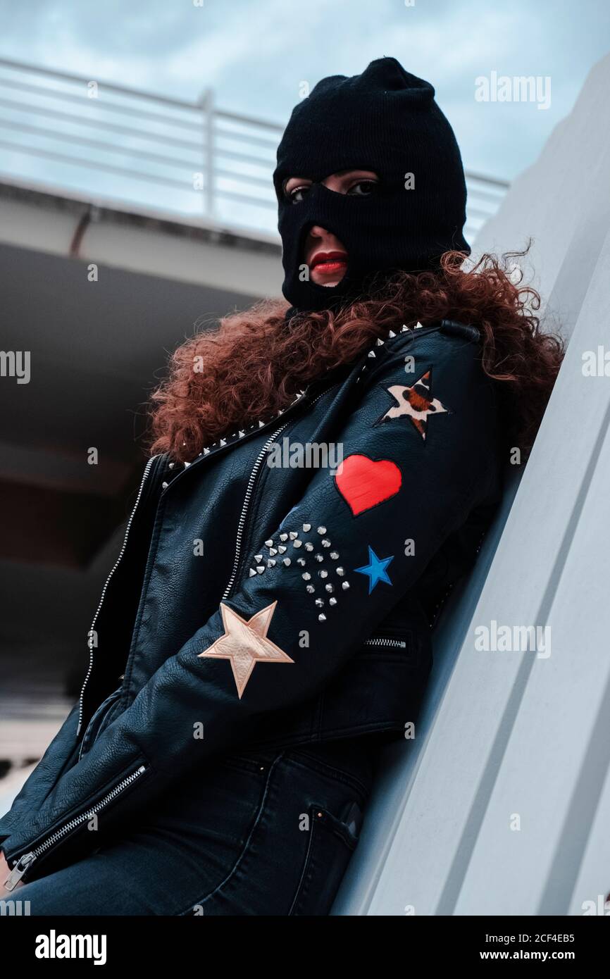 Woman wearing leather mask hi-res stock photography and images - Alamy