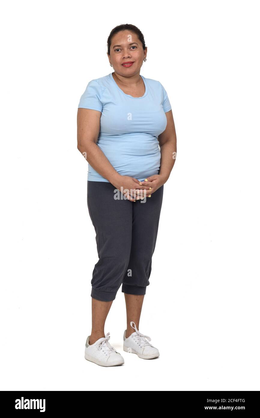 full porttait of a woman on white Stock Photo