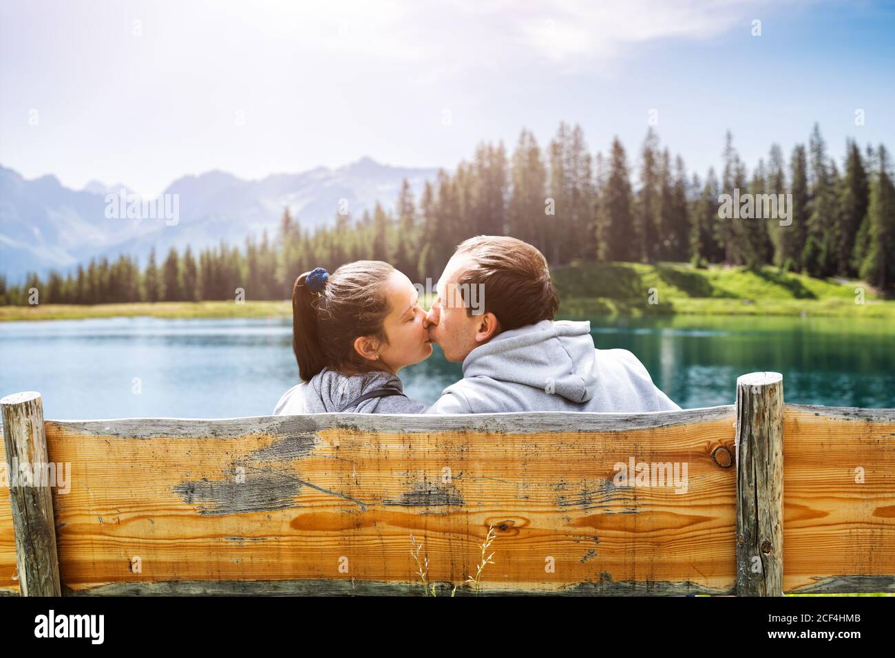 Family Man And Woman Couple Romantic Photo In Mountains Stock Photo - Alamy