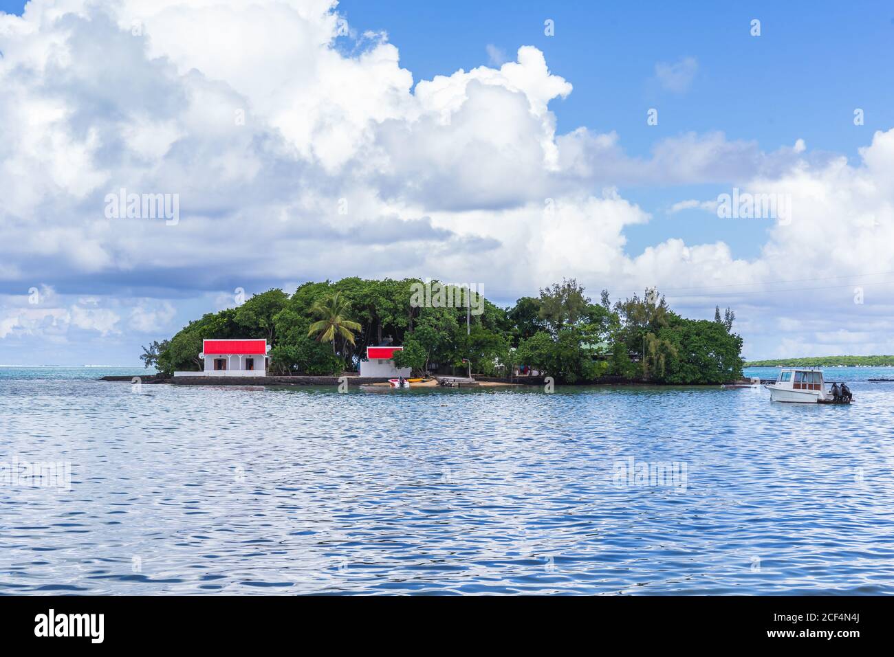 A small island off the coast at Pointe des Regates in Mahebourg, Grand Port, Mauritius Stock Photo