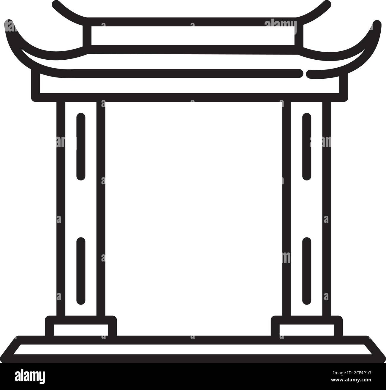 traditional asian gate monument linear style icon vector illustration ...