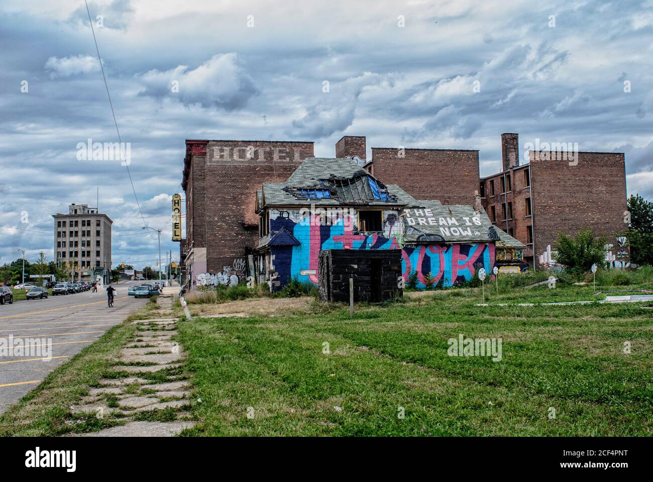 North America - United States, Detroit: A view of an abandoned house with graffiti in downtown detroit. Stock Photo
