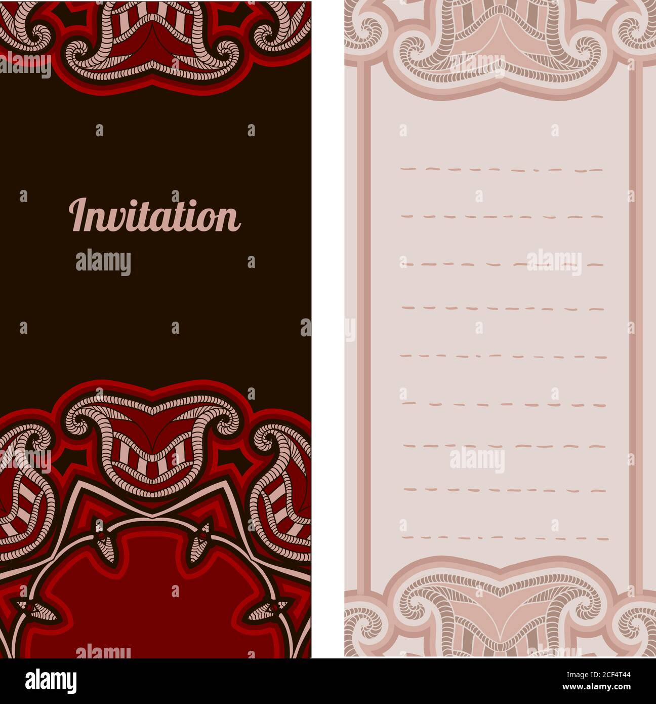 Invitation, greeting card vector template, dark background. Vector  illustration. Red and black colors, intricate oriental pattern Stock Vector  Image & Art - Alamy