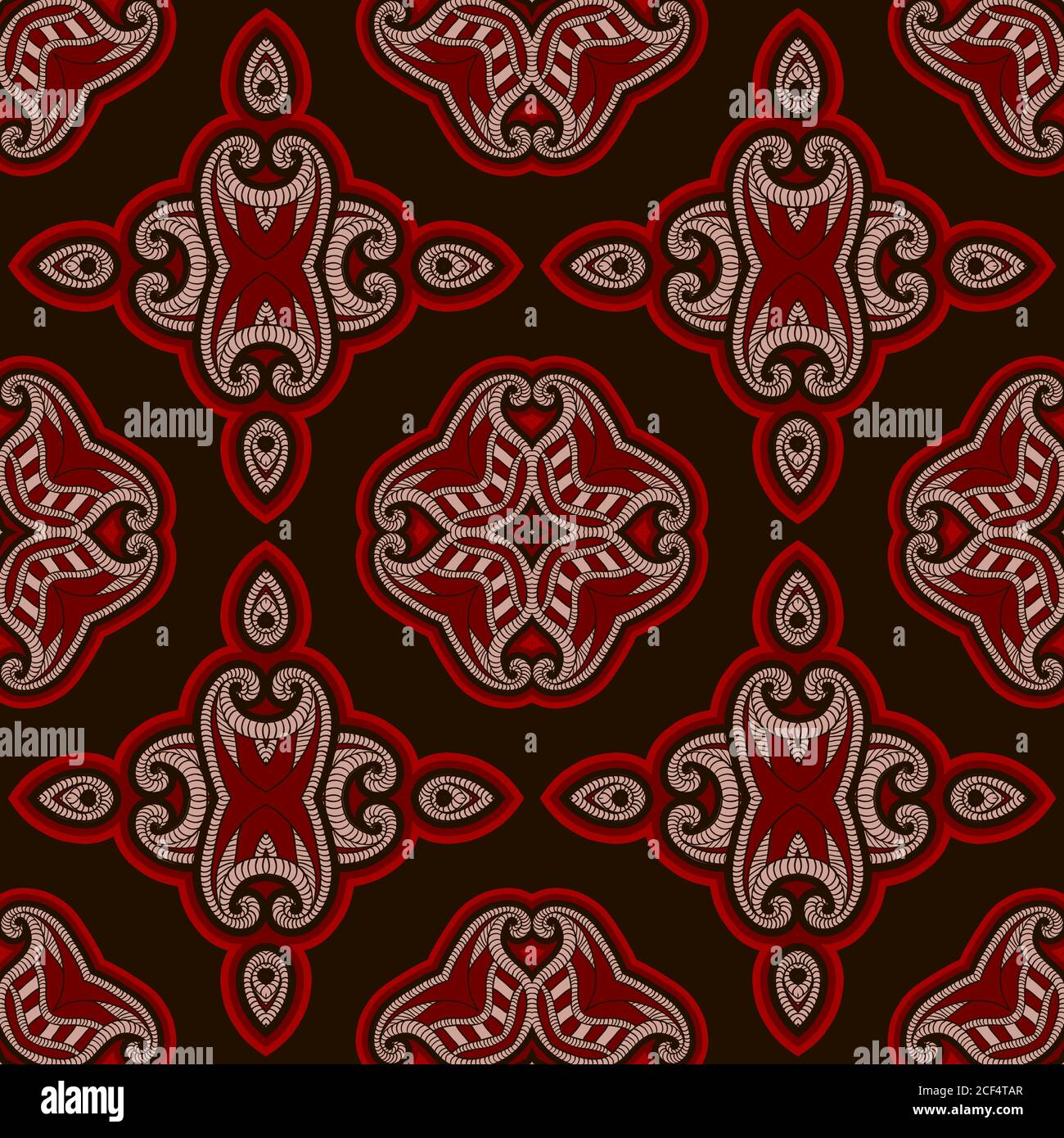 Abstract intricate pattern, oriental style. Seamless vector dark ...