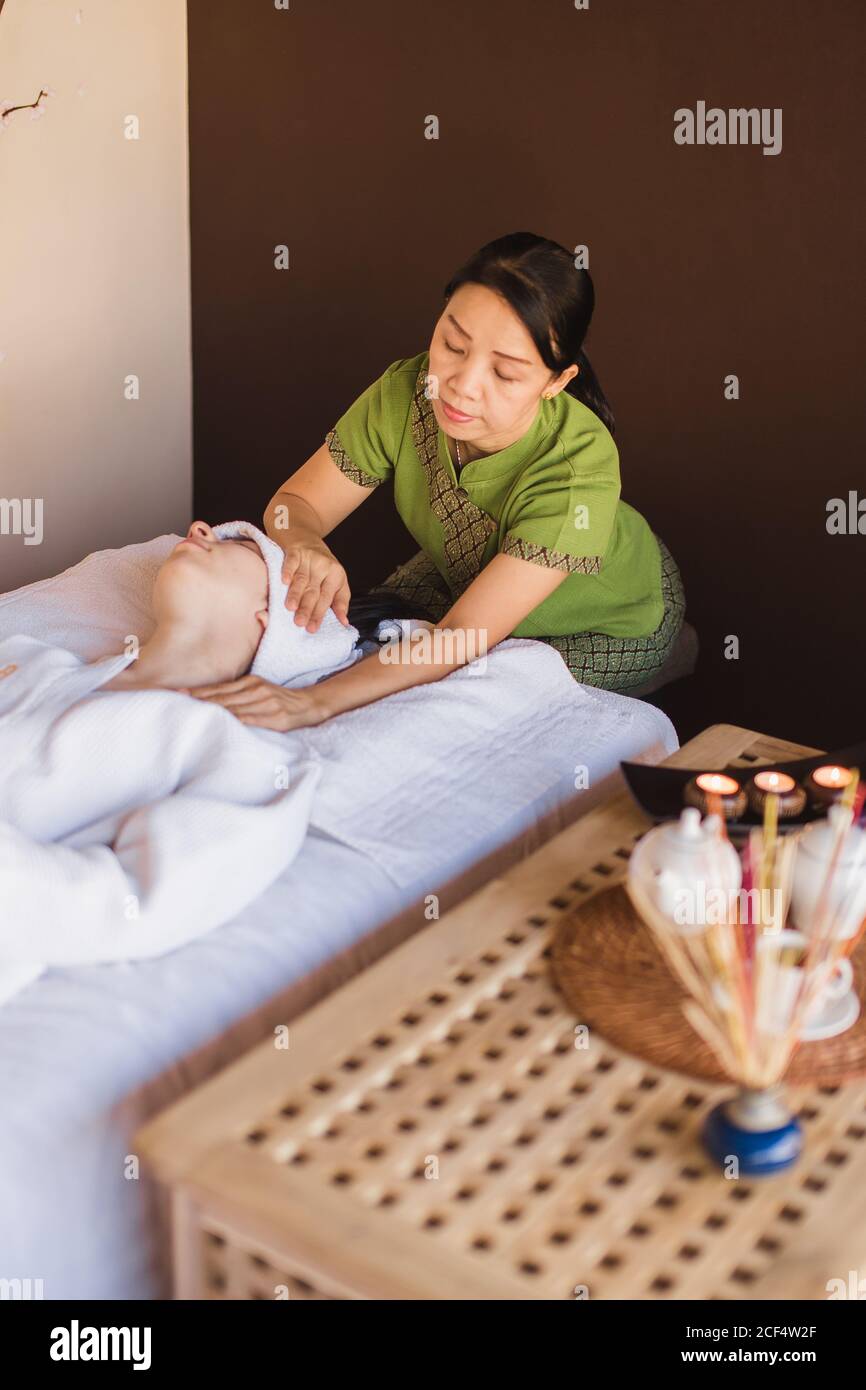 portrait of young beautiful woman in spa environment Stock Photo - Alamy
