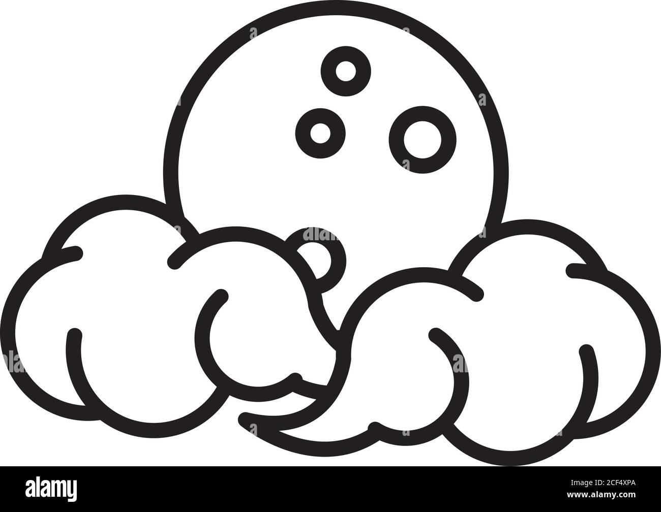 full moon clouds sky decoration white background linear style icon ...