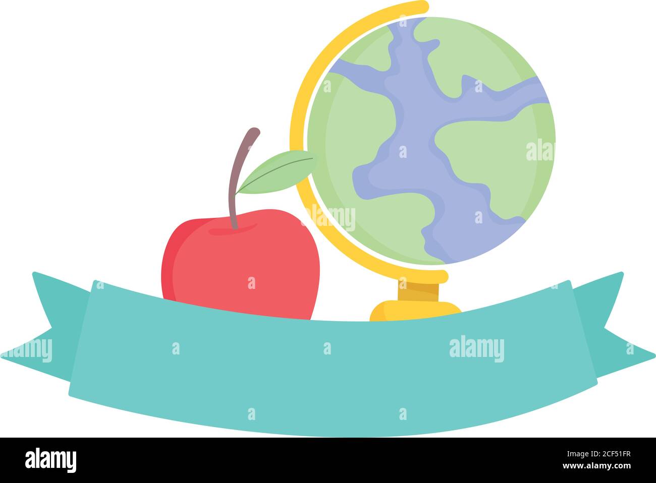 school globe map and apple emblem, isolated icon white background ...