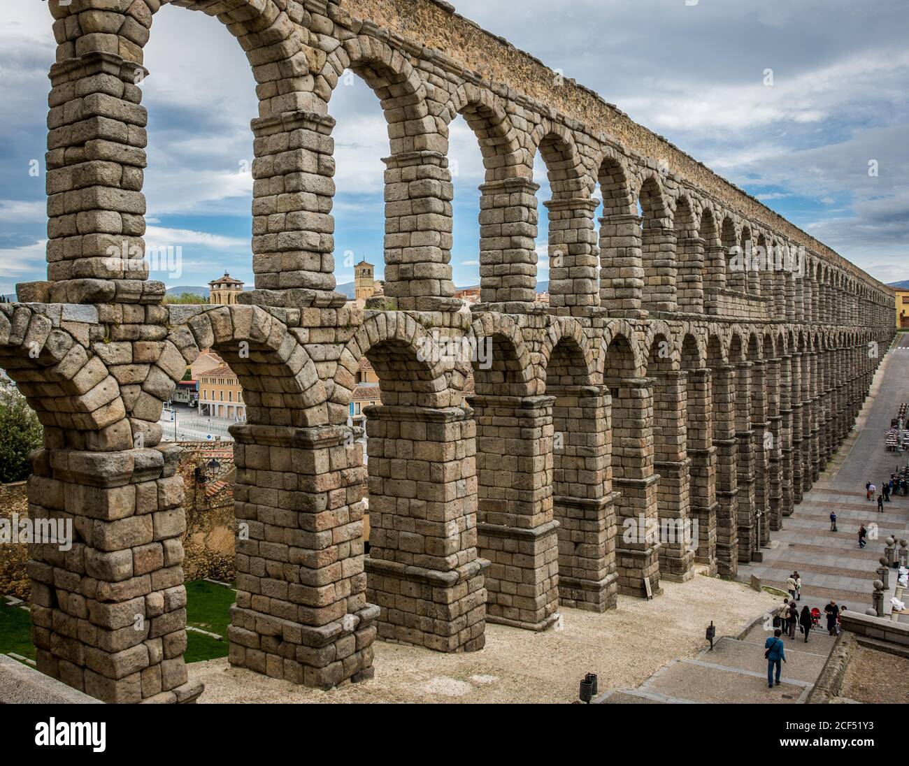 The Roman Aqueduct of Segovia, Spain dating from the late 1st or early 2nd century CE. Stock Photo