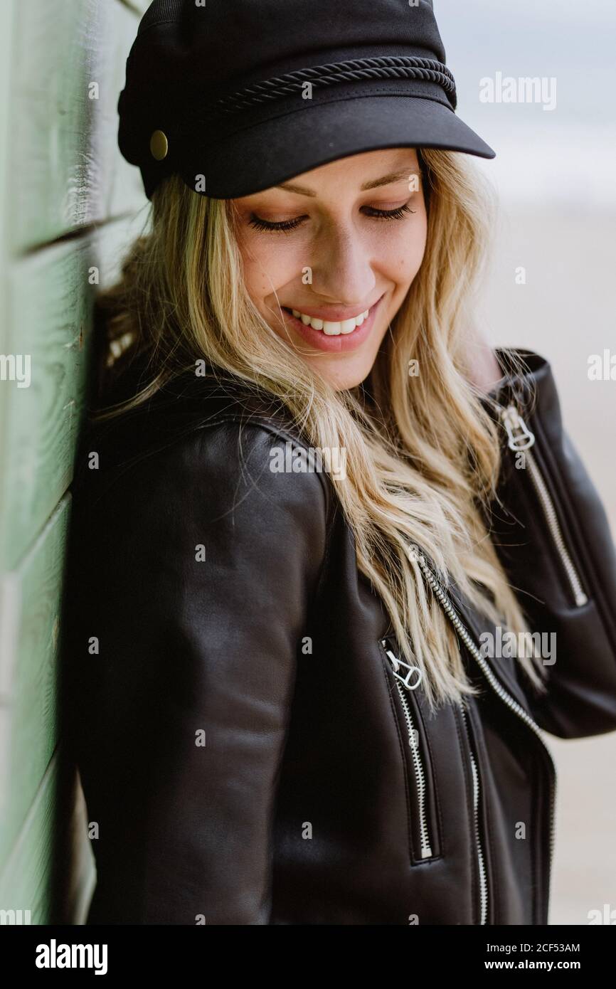 Blonde In Leather Jacket High Resolution Stock Photography And Images Alamy
