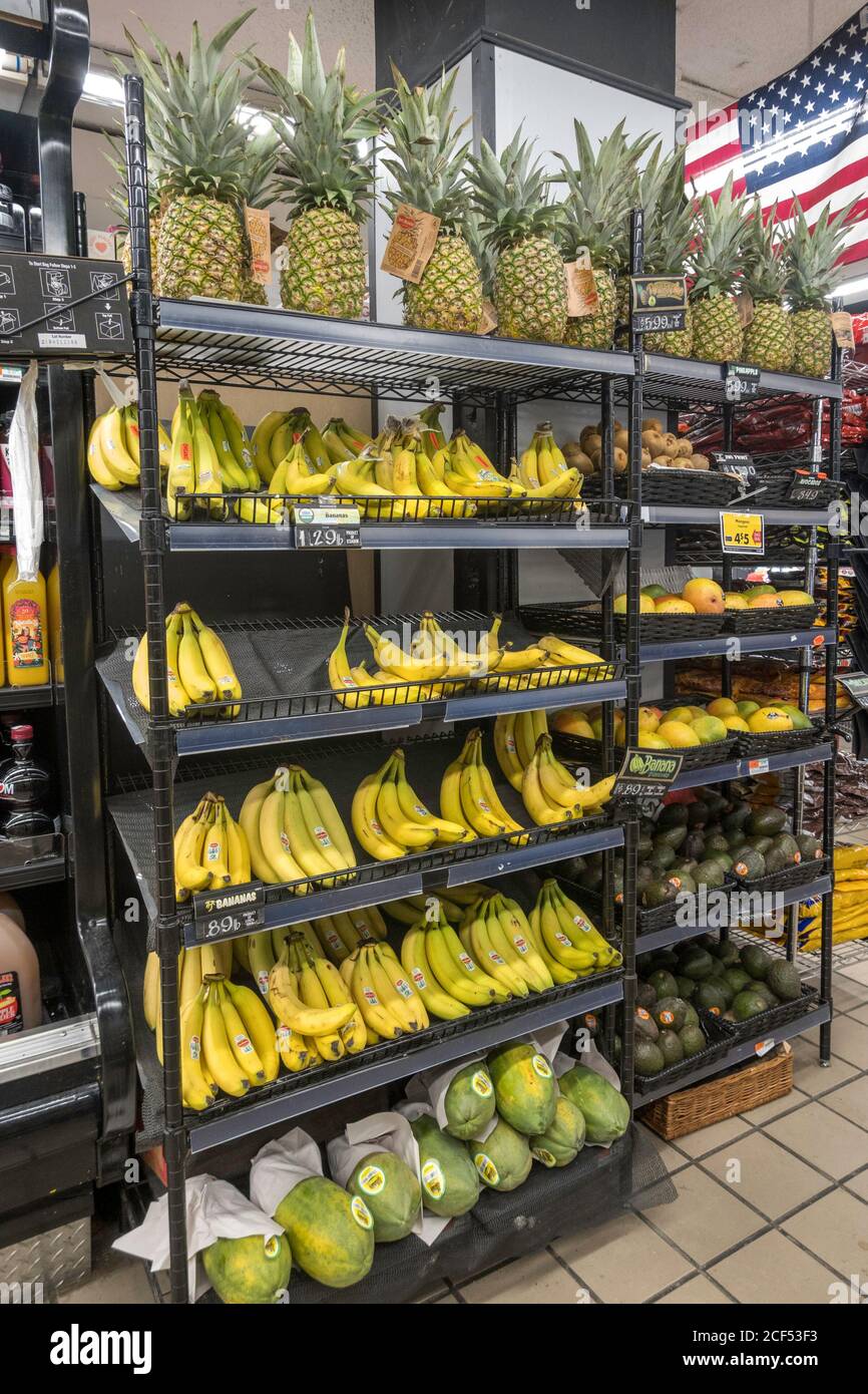 Produce section in D'Agostino Grocery Store in New York City, United States Stock Photo