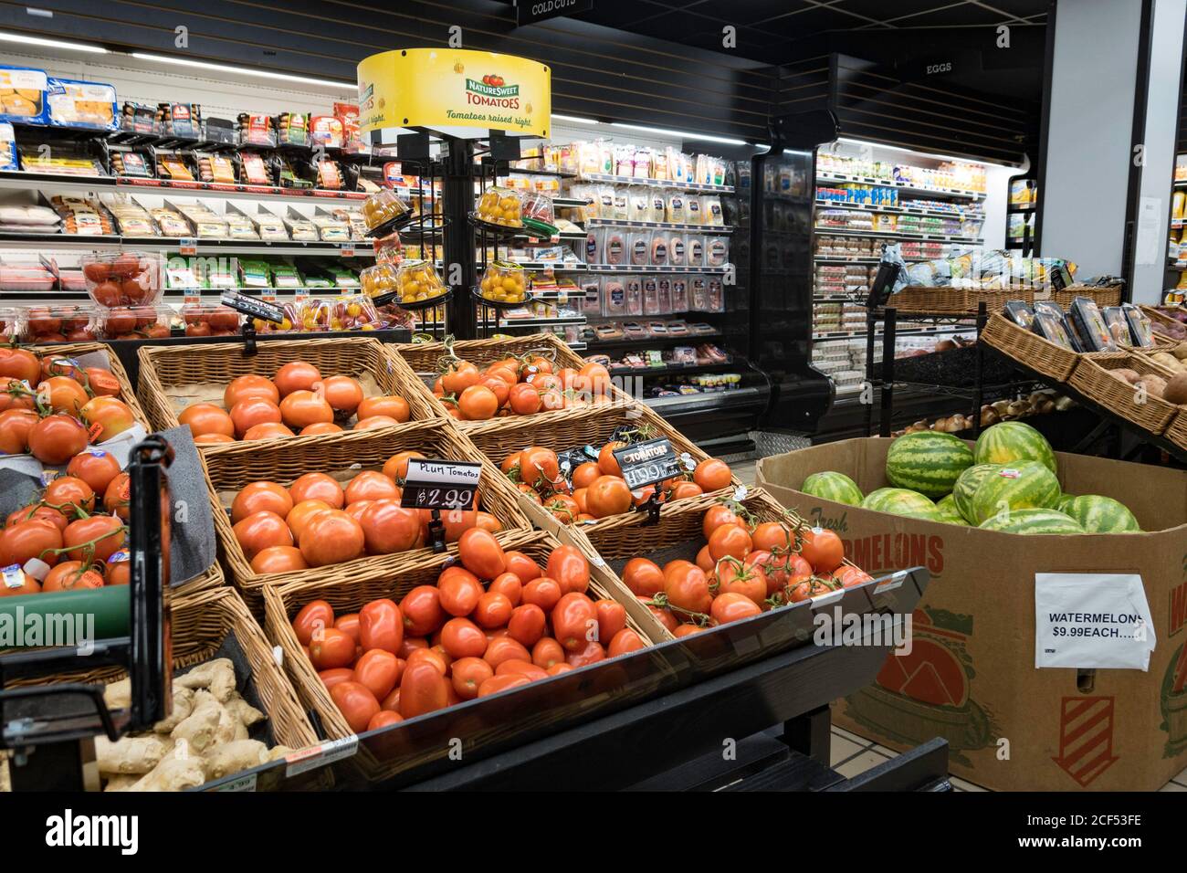 Produce section in D'Agostino Grocery Store in New York City, United States Stock Photo