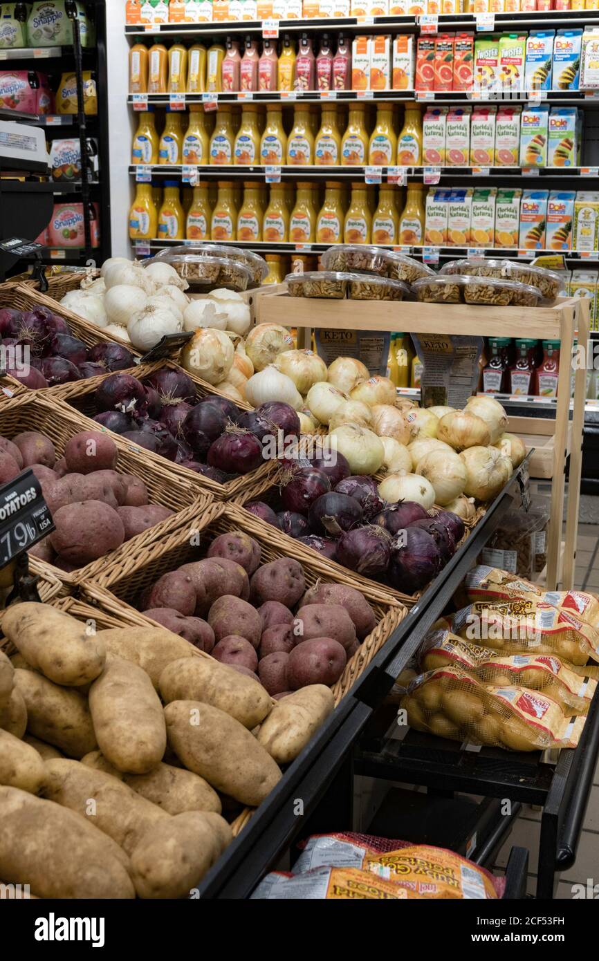 Produce section in D'Agostino Grocery Store in New York City, United States Stock Photo