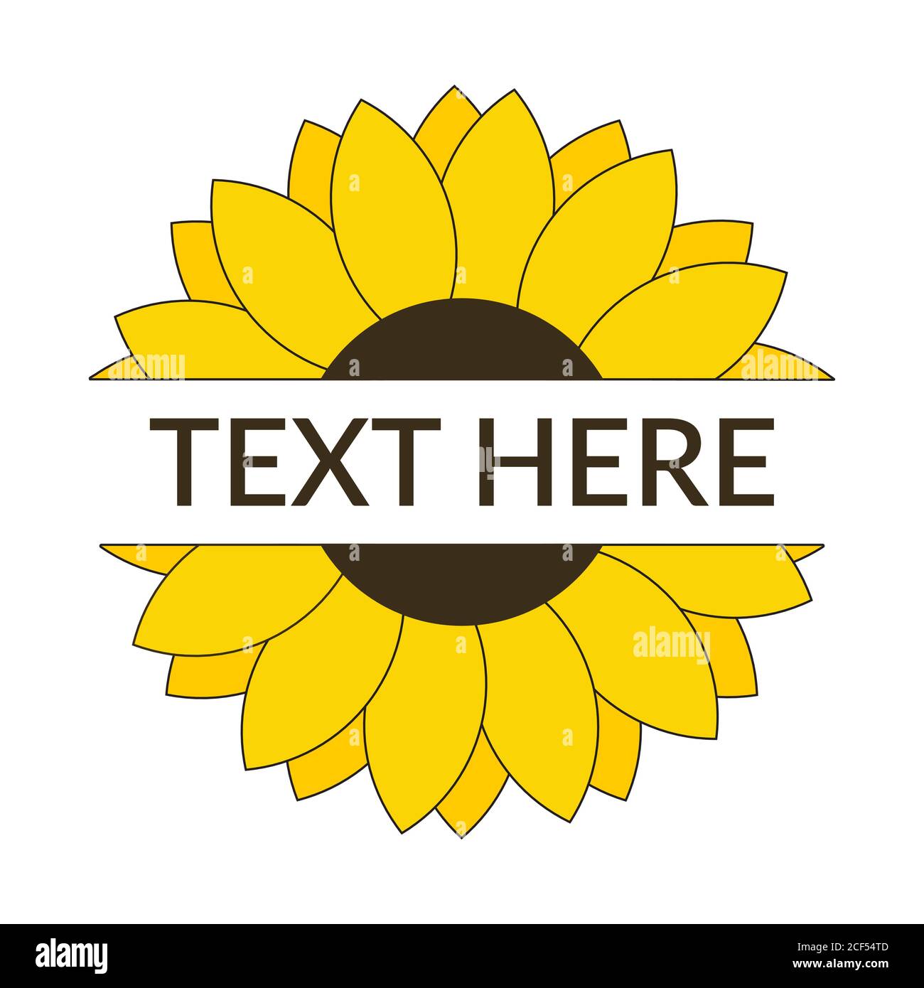 Split sunflower with blank space for text vector illustration Stock Vector