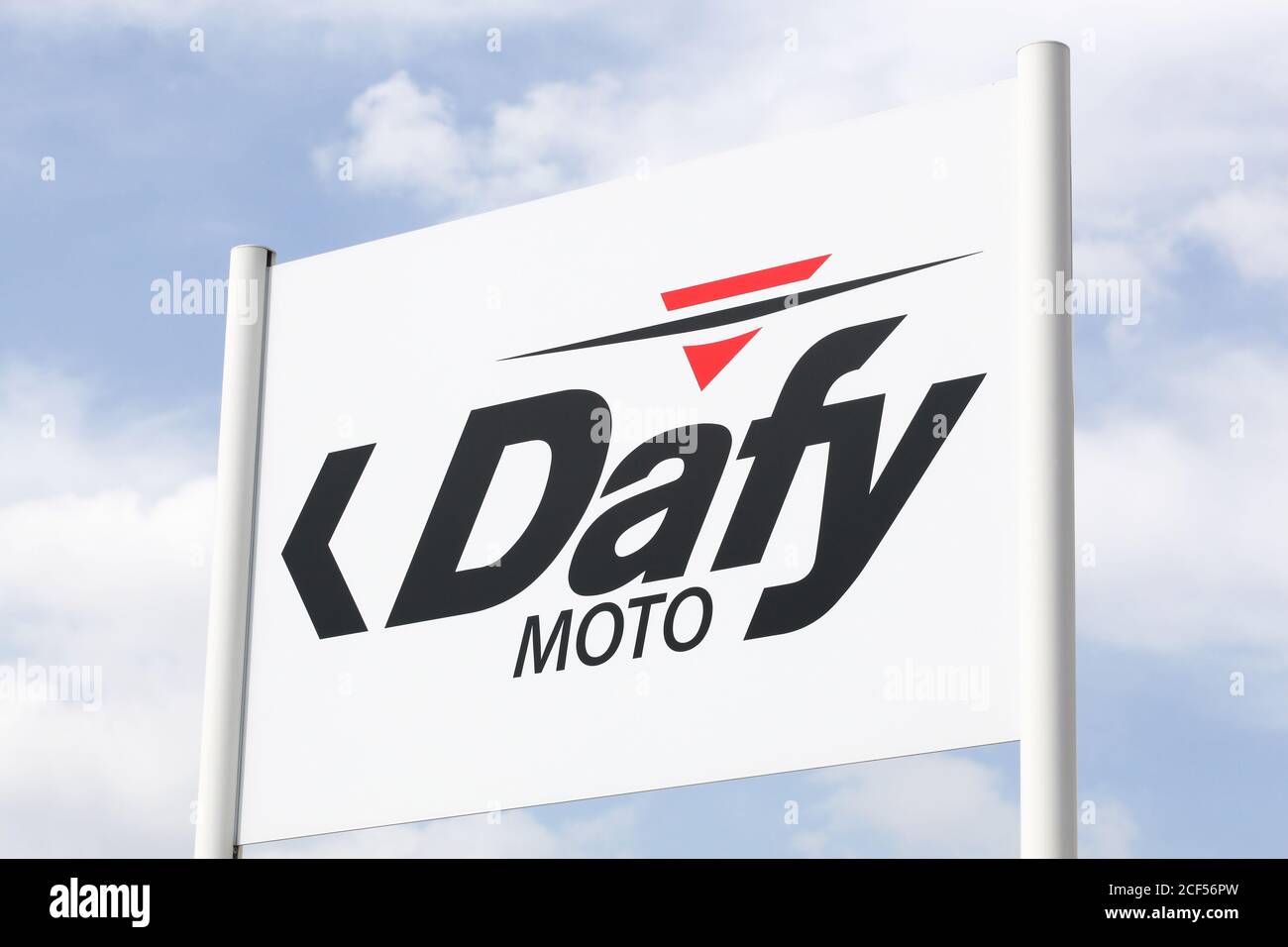 Saint Priest , France - May 16, 2020:Dafy Moto logo on a signboard. Dafy  Moto is a distributor of motorcycle accessories and rider equipment in  France Stock Photo - Alamy