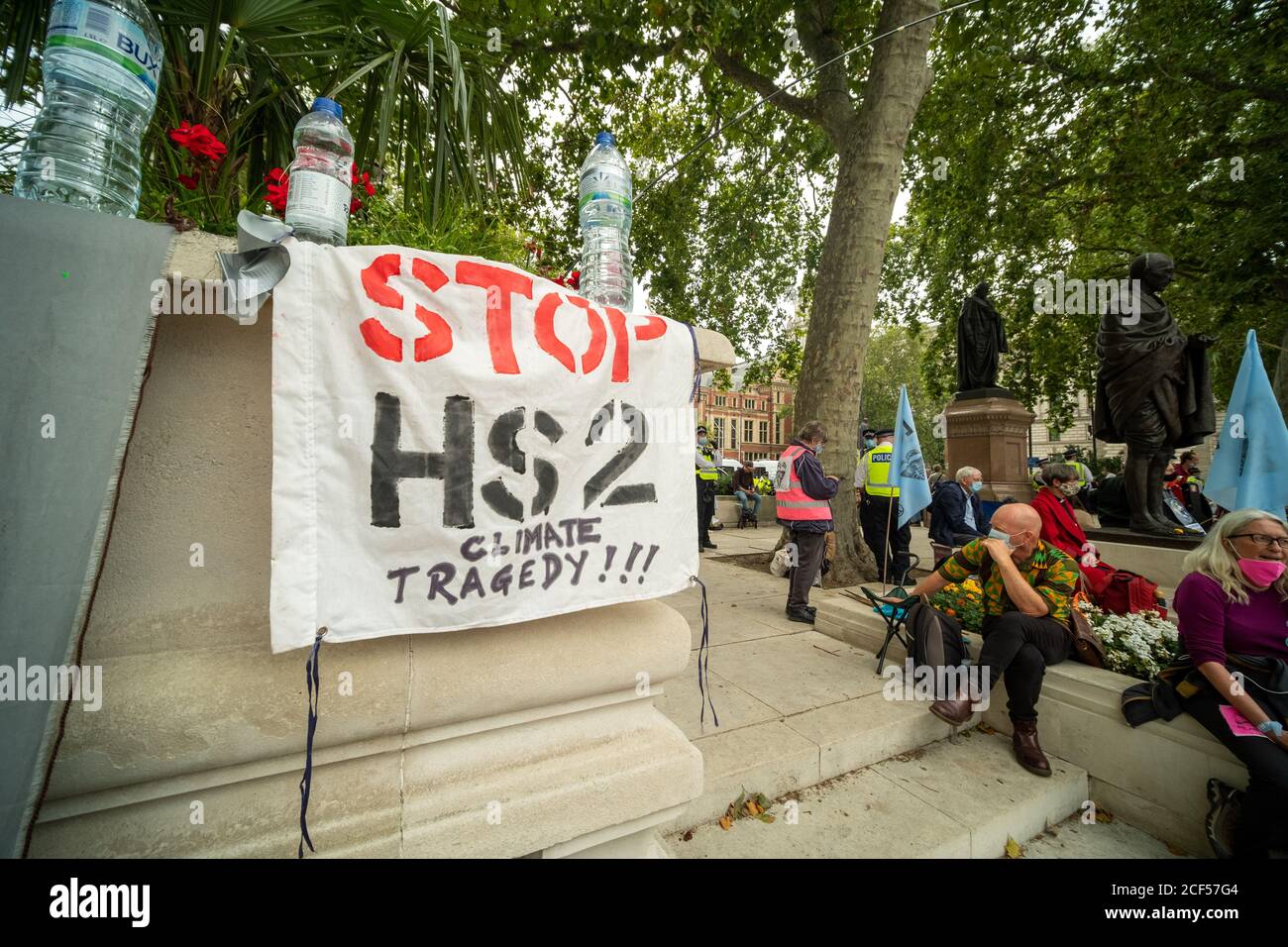 London- September, 2020: Extinction Rebellion protests in central London campaigning on climate change issues Stock Photo