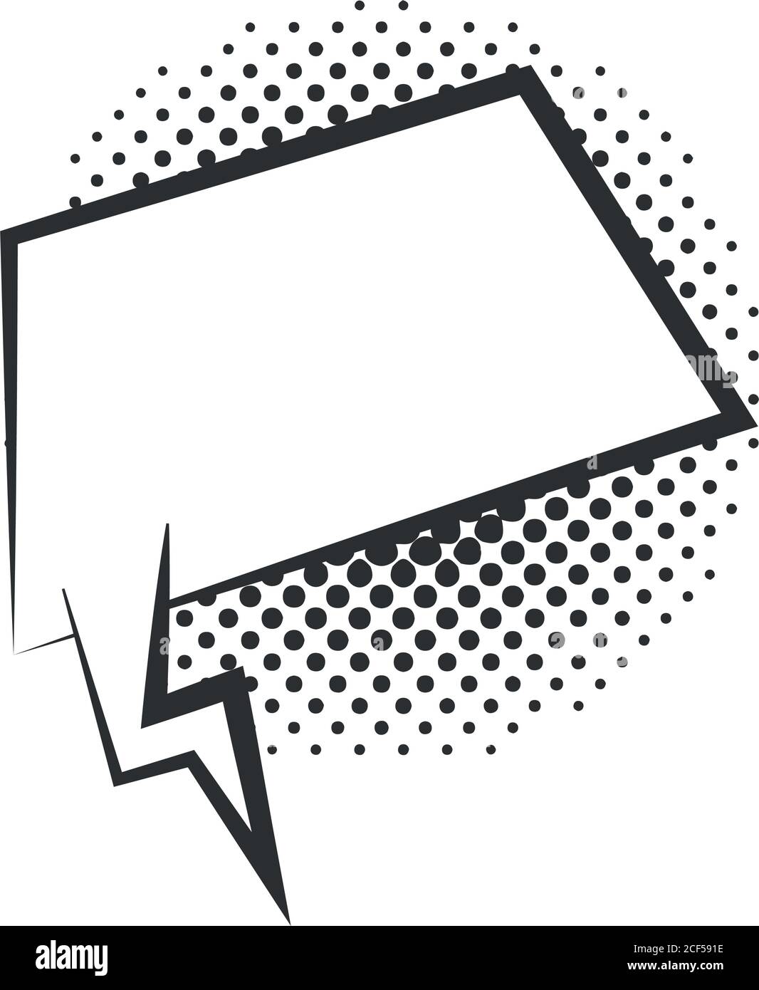 pop art speech bubble empty comic cartoon, halftone style linear design ...