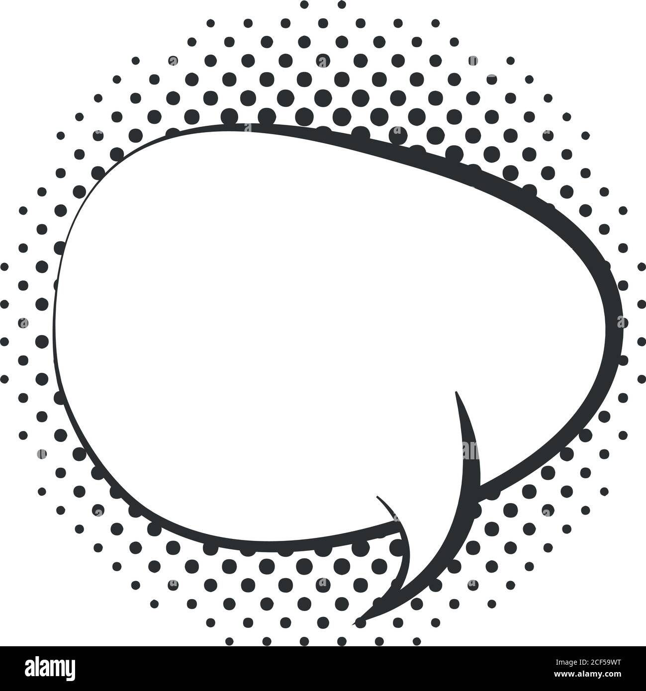 pop art empty speech bubble halftone style, linear design white ...