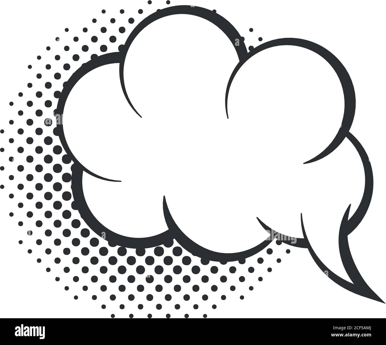 pop art speech bubble cloud halftone style linear design, white ...