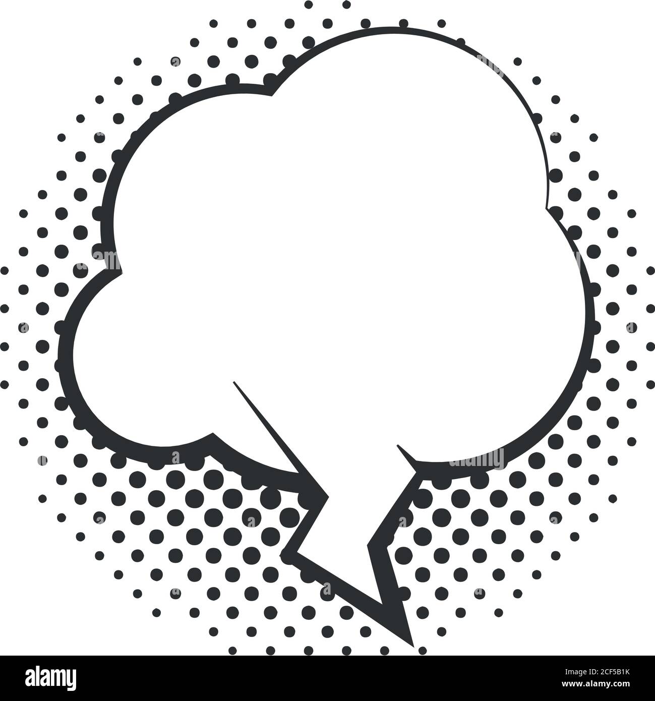 pop art speech bubble halftone style cloud, linear design white ...