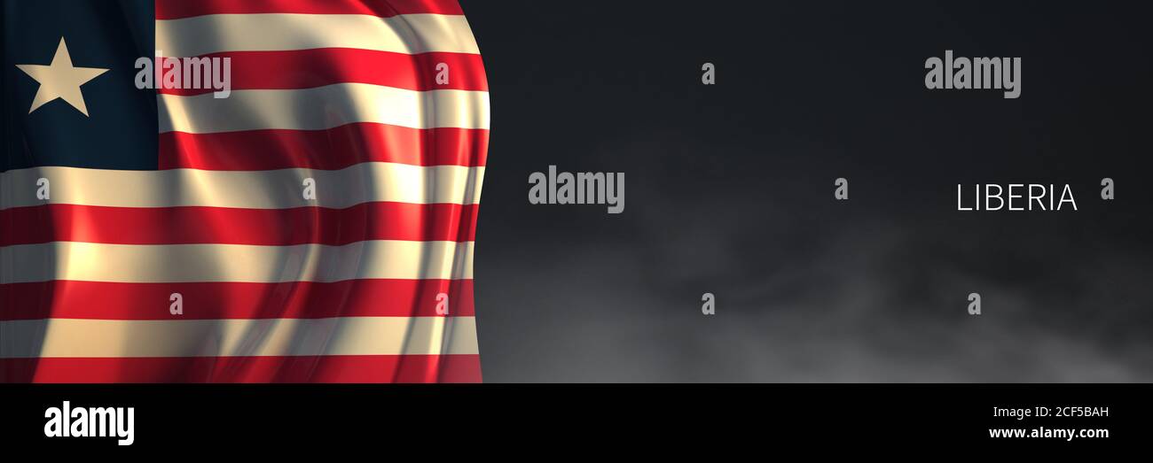 Liberia Flag with Dark Background. 3d Rendering of African countries ...