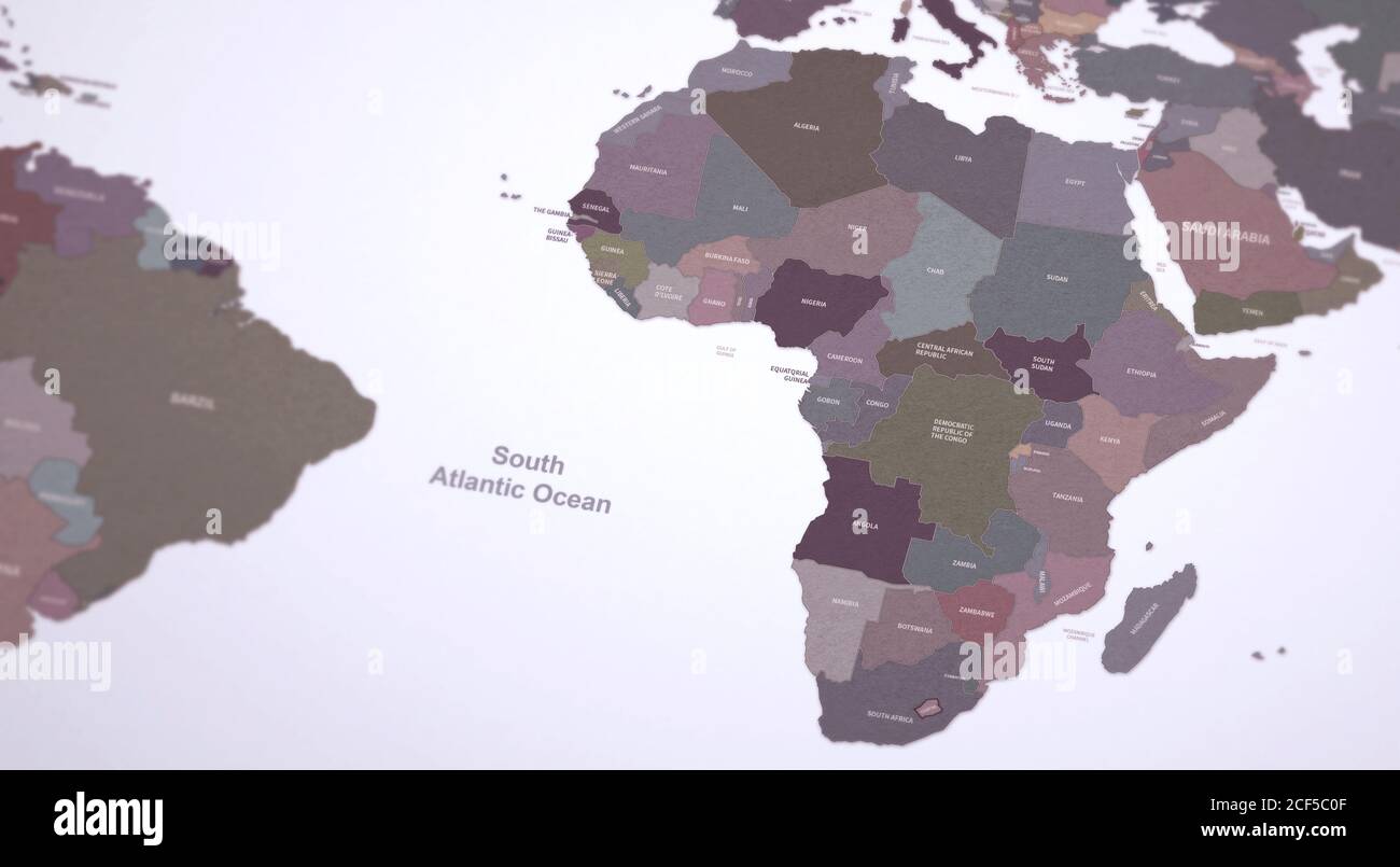 Africa Countries Map. Continental Vintage Map 3d Rendering. Stock Photo