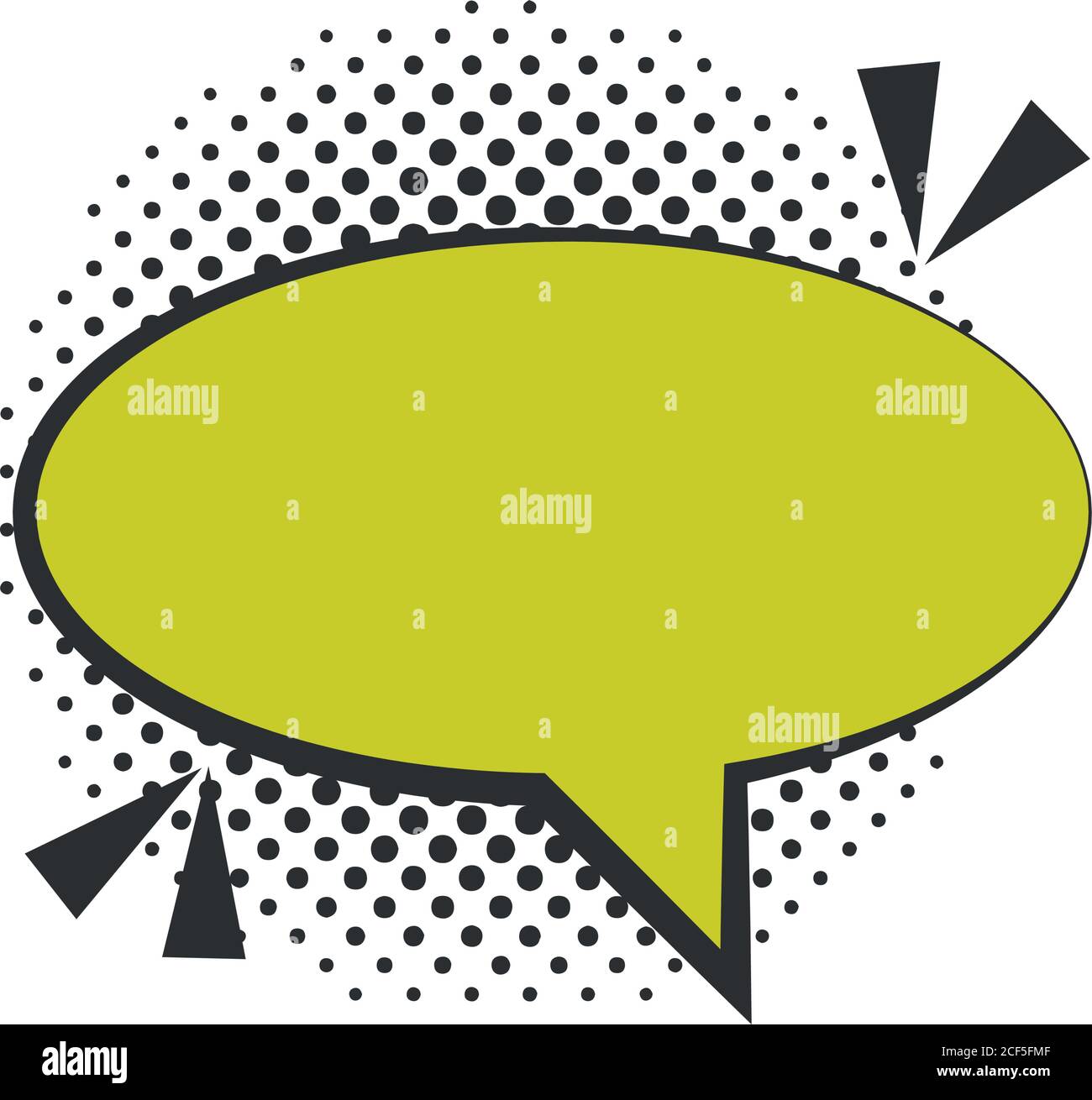 pop art green speech bubble halftone style, flat design white ...
