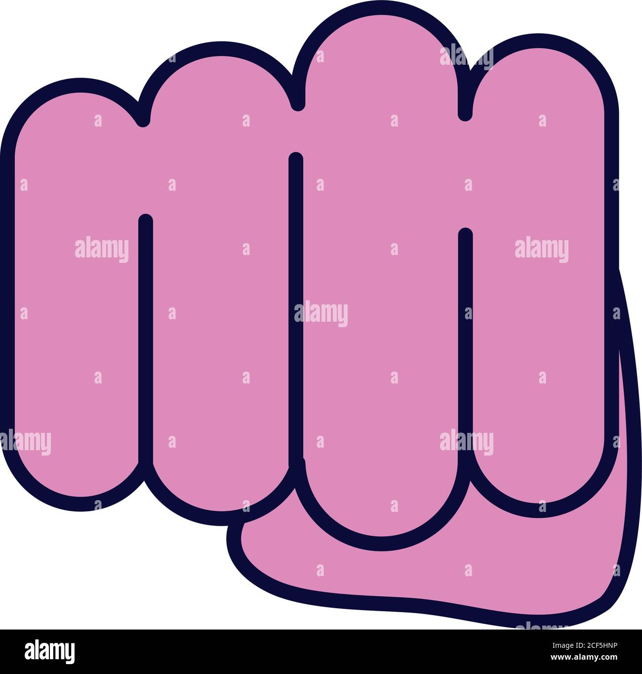 clenched fist icon over white background, line and fill style, vector