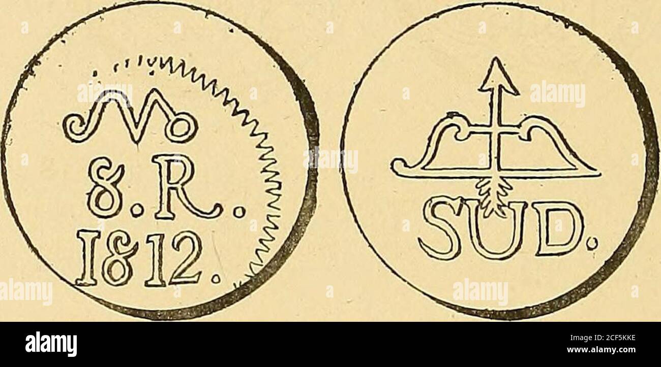 . Monetario americano (ilustrado) clasificado. N 1222—Anverso Leyenda R • Cax .. .. xa • D • Sómbrete. ( Caxa de Sombrerete). En el campo: Escudo de armas deEspaña bajo corona ducal. Reverso Leyenda Vargas • En el campo: 1812 teniendoá la izquierda I S I y á la derecha M ; ambas iniciales bajocorona. Debajo 3. Plata: Peso 26 gram. 6 decíg. N 1223—Como el número anterior, pero están muy borradas lasinscripciones. Plata: Peso 26 gram. 4 decíg. — 374 — JOSÉ M. MORELOS. N° 1224—^ Anverso En el campo: 8»R», debajo 1812* y arribala letra M ligada en su pierna derecha con una O. Reverso En el campo: Stock Photo
