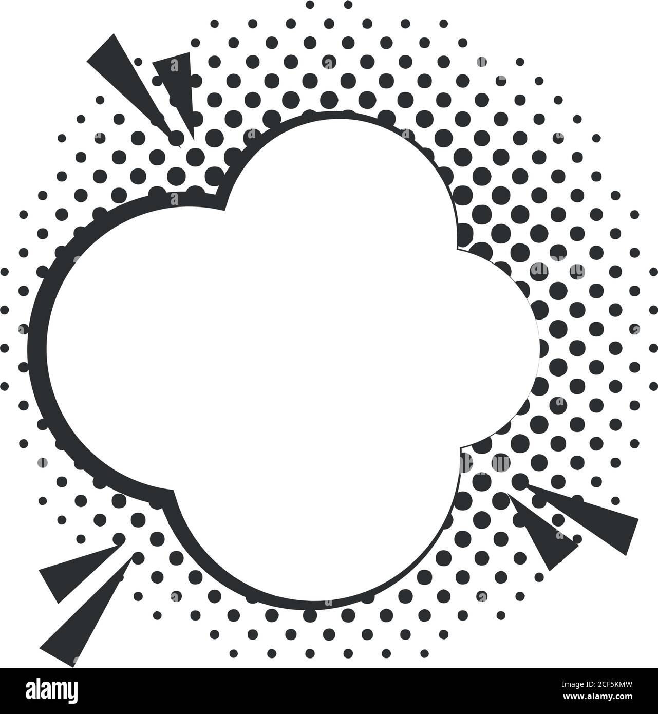pop art speech bubble dialog cloud, halftone style linear design white ...