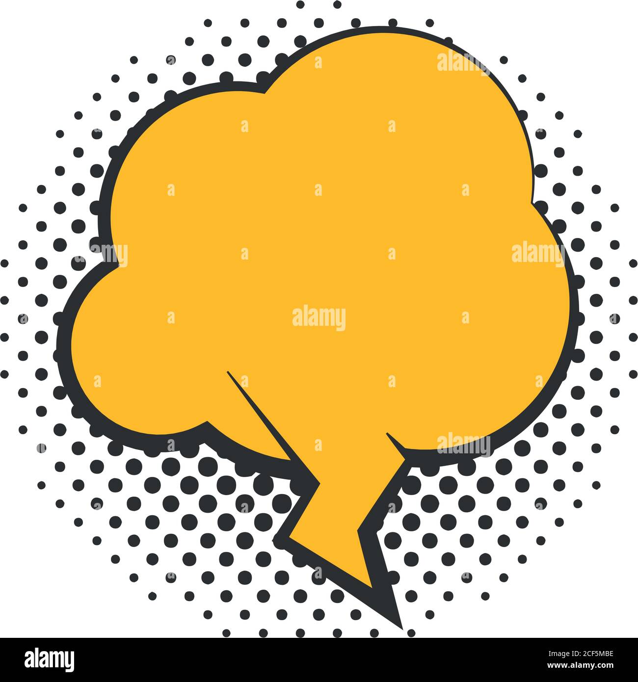 pop art speech bubble halftone style yellow cloud, flat design white ...