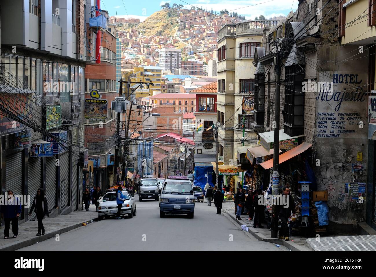 Bolivia La Paz Street view Santa Cruz street Stock Photo Alamy