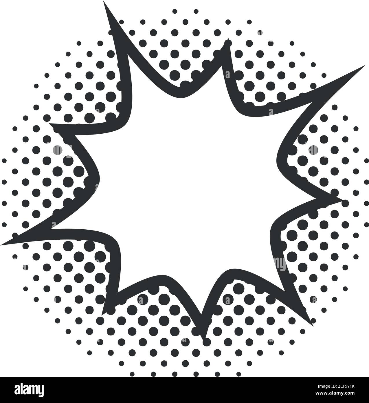 pop art speech bubble explosion, halftone style linear design, white ...