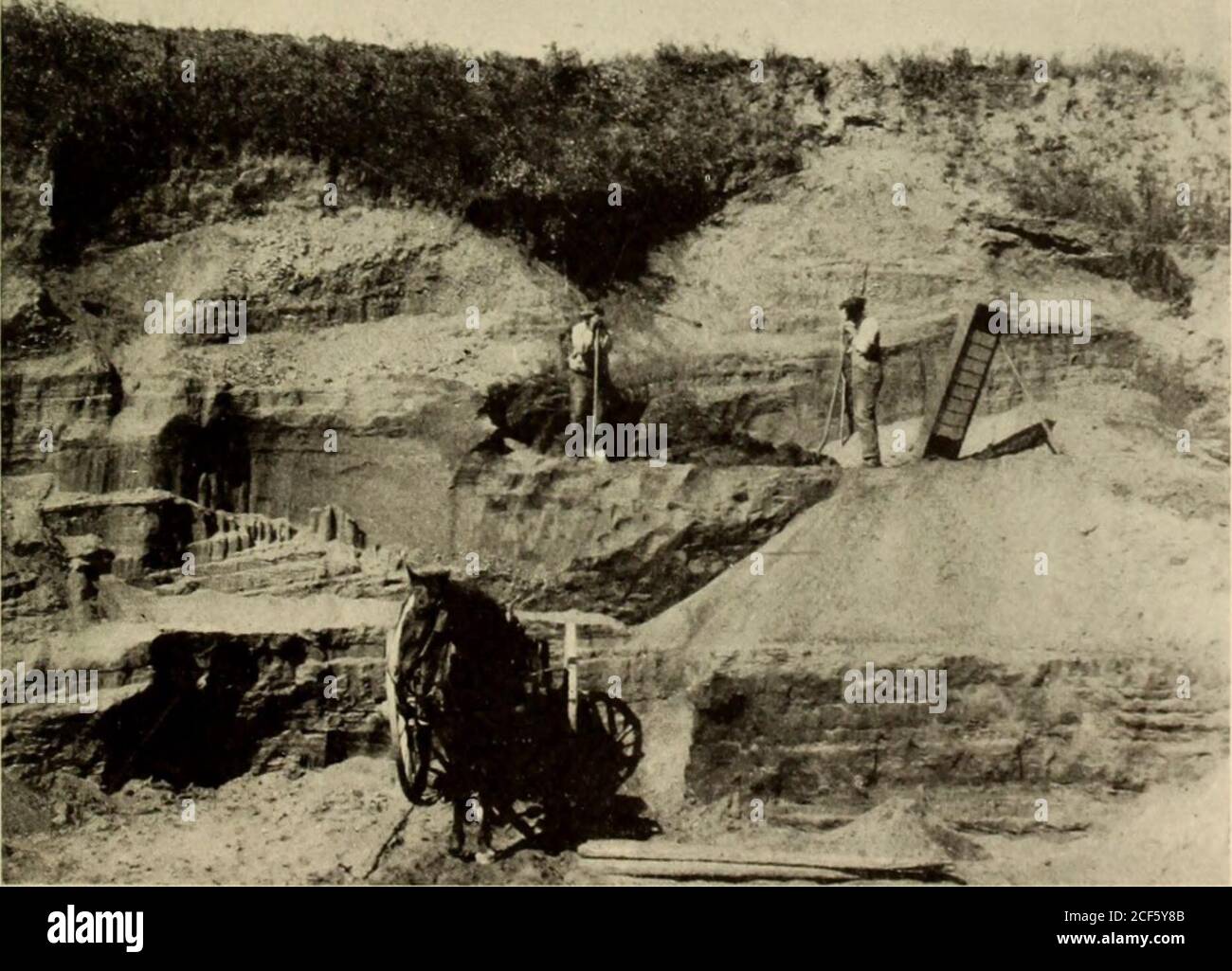 . Guide leaflet. - ? I Post-glacial stratified sands, eight feet thick, overlying the varved glacial clay of LakeHackensack. Mehrhof Brothers clay pit, one mile south of Little Ferry, New Jersey.. Post-glacial sand and gravel (a tributary delta deposit) overlying varviLake Hudson, Hornbeckers sand-pit, West Ilaverstraw, New York. il glacial clay of 33 34 AMERICAN MUSEUM GUIDE LEAFLET Stock Photo