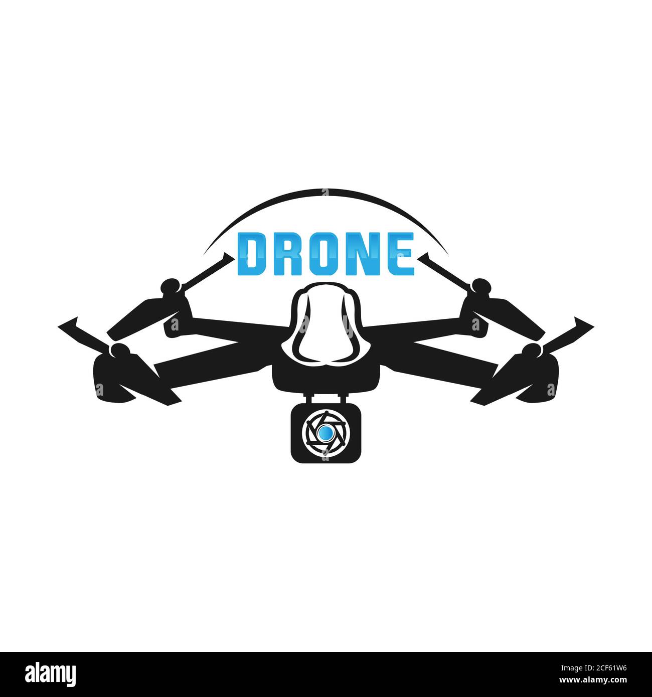 Drone quadrocopter logo. Flying zone simple vector illustration icon. Pictograph . Stock Vector